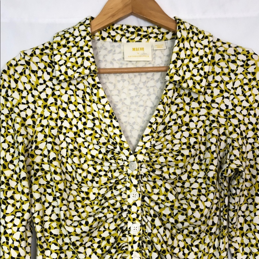 Maeve by Anthropologie Yellow and Black Floral Blouse Size M - Picture 7 of 13